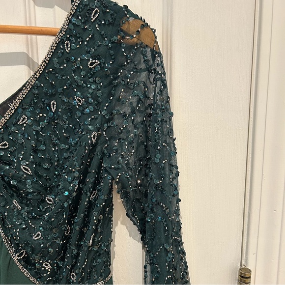 NWT J Kara Women's 3/4 Sleeve V-Neck Beaded Top Long Pull On Gown 10P Petite - Picture 7 of 16